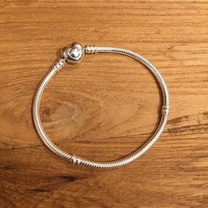 PANDORA Sterling Silver Bracelet w/ Heart Clasp